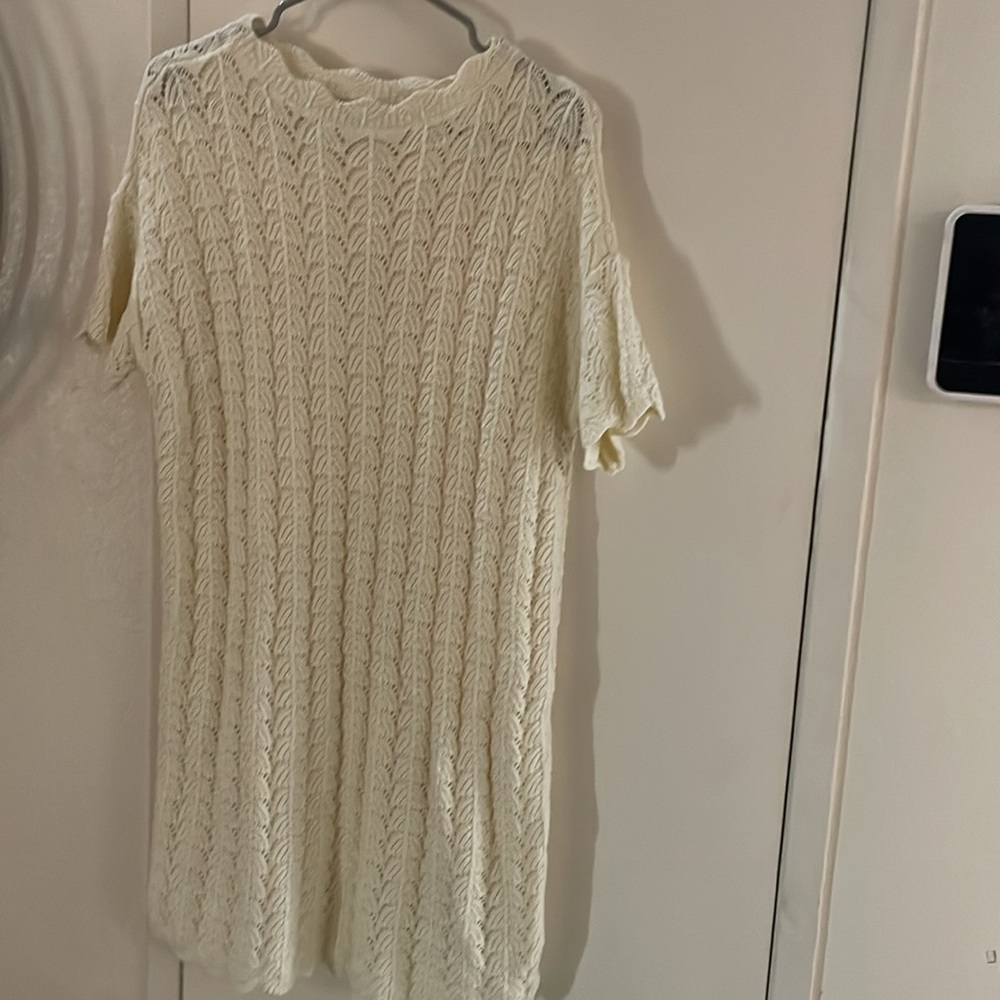 A New Day Pointelle Knit Sweater Dress | NWT | Cream | Scalloped Hem - Picture 5 of 8